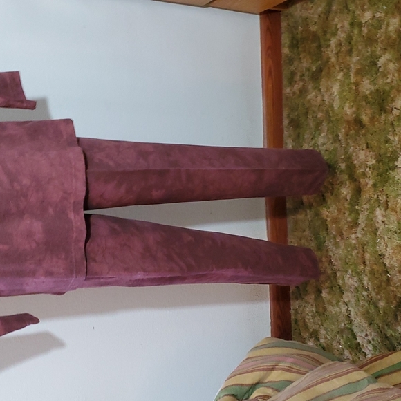 COPA CABANA Mauve Floral Tie Dye Outfit. Fringe Top and Pants. Sz M. VGUC - Picture 10 of 17